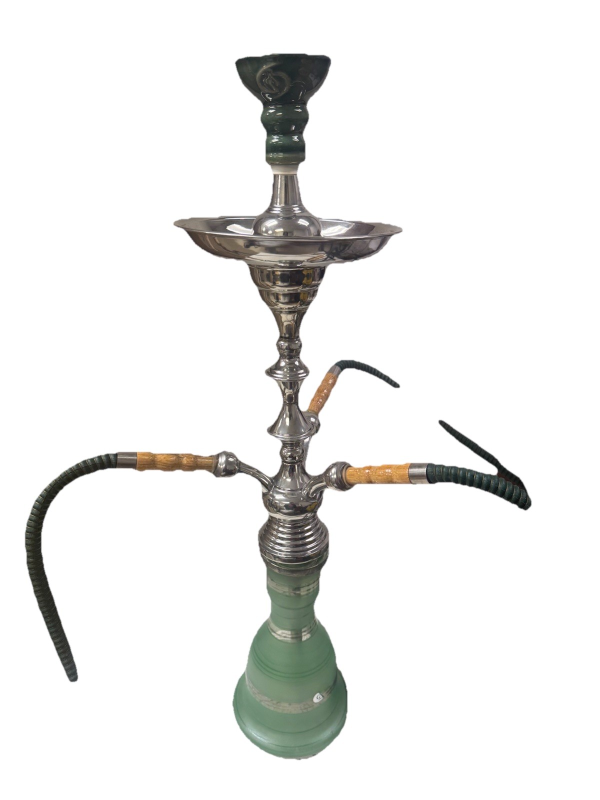 28” Social Smoke RARE Hookah Cleopatra III - Frosted Green w/ 3 Hoses