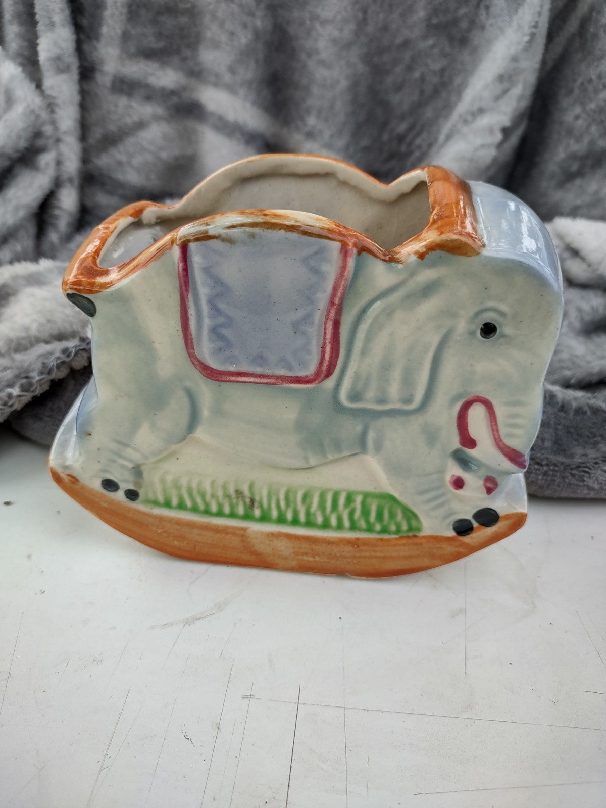 Rare vintage Ceramic Rocking Elephant planter 4.5\ Rare vintage Ceramic Rocking Elephant planter 4.5\