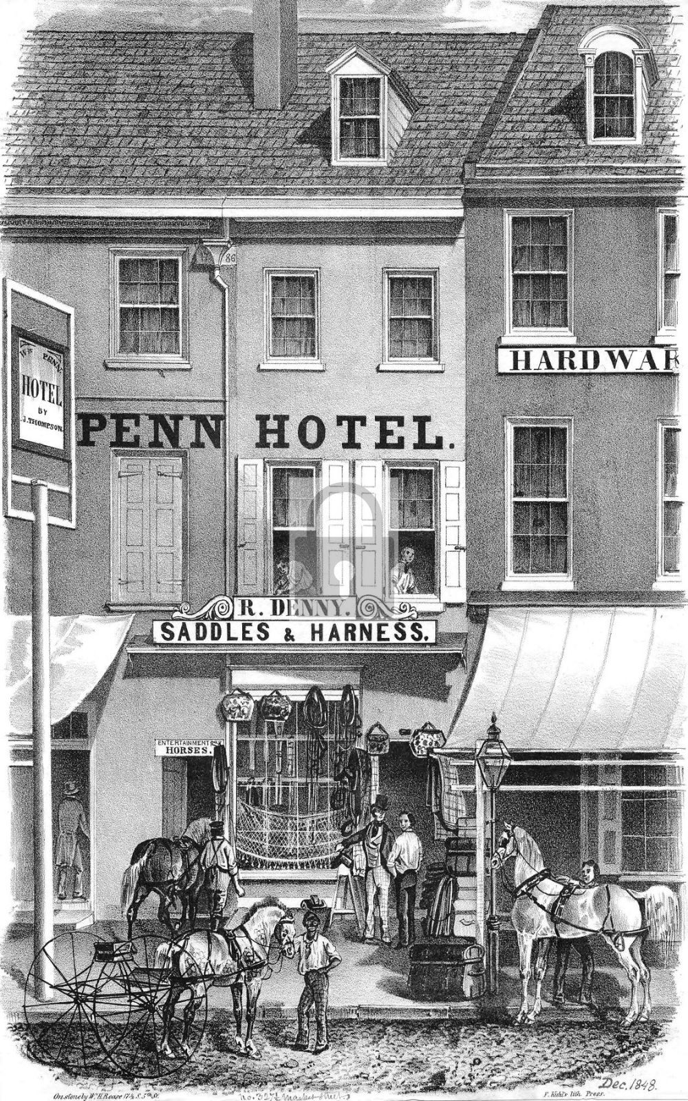 Penn Hotel Denny\'s Harness Horse Shop Philadelphia Pennsylvania PA - Reprint