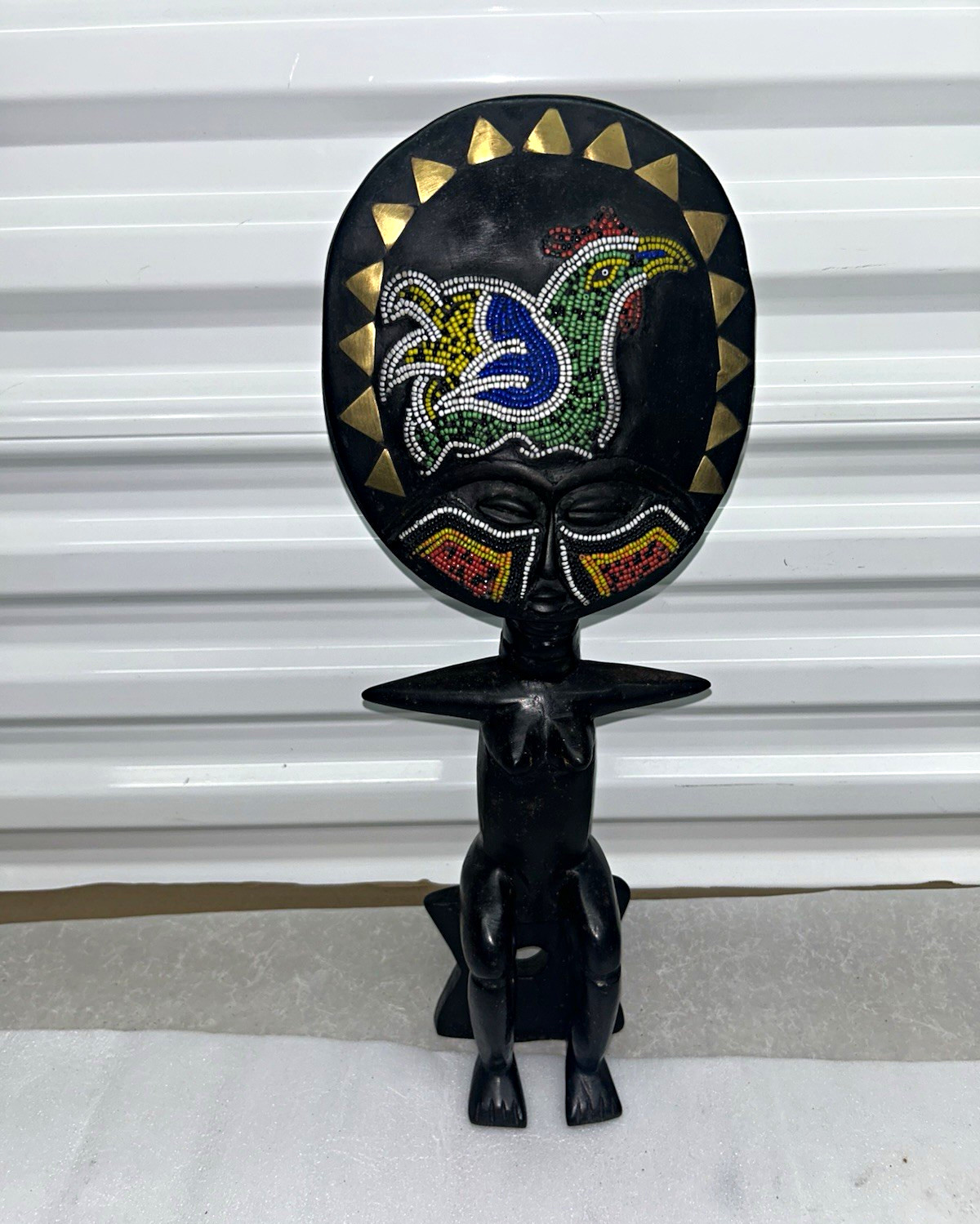 Handcrafted Wooden Ashanti Fertility Doll Sitting Figure - Message Design Choice