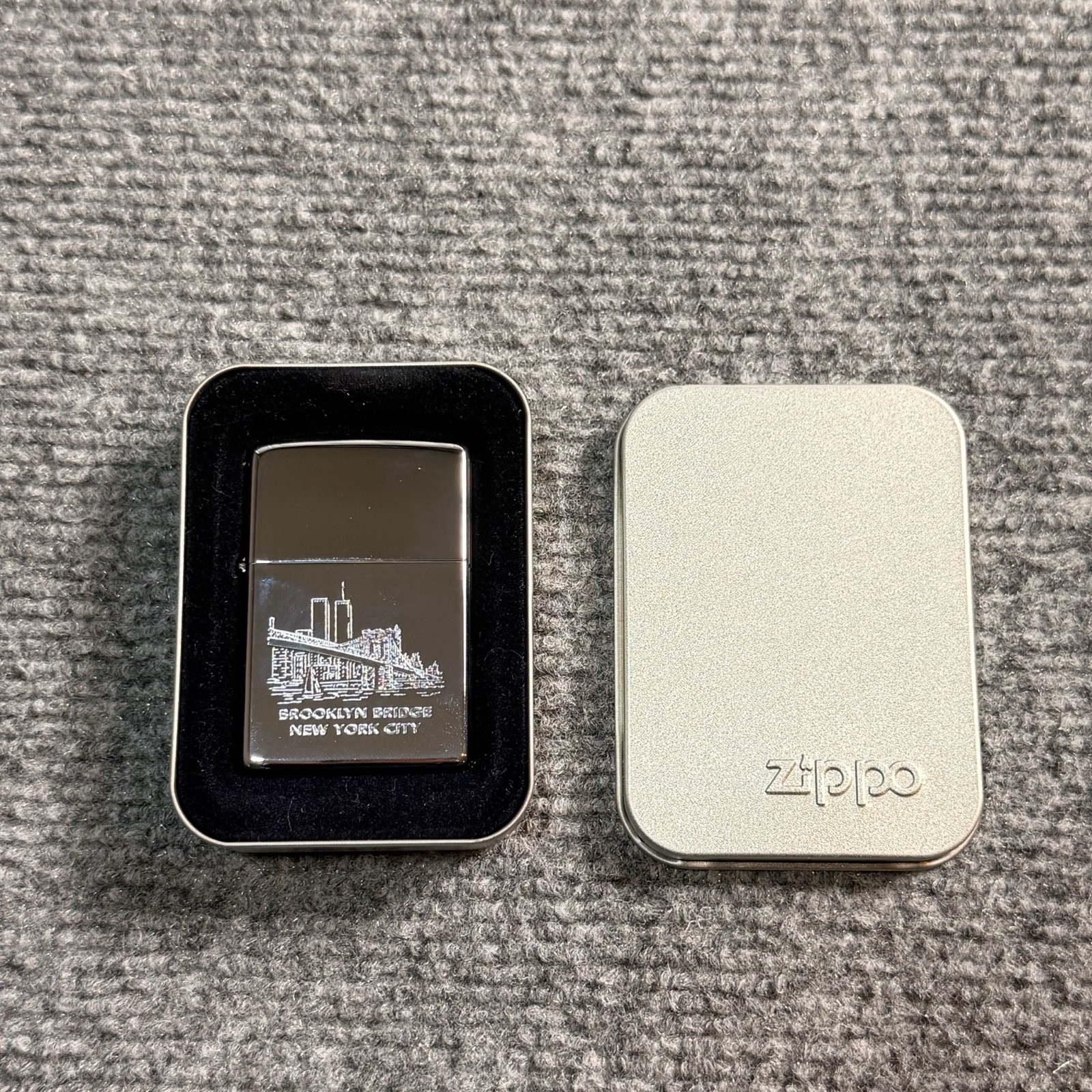 NEW Zippo Lighter Brooklyn Bridge New York City Windproof Etched Twin Tower