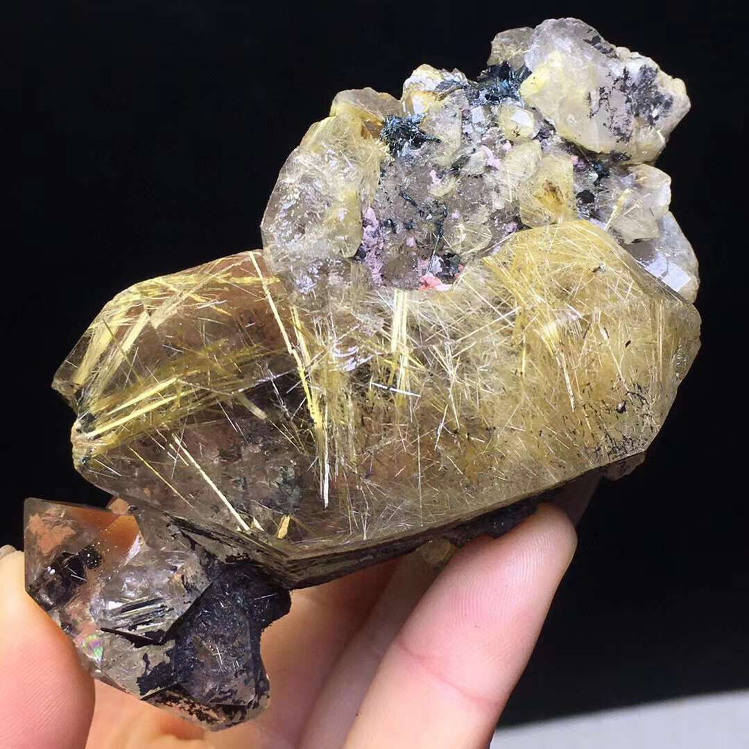135g Rare Natural Titanium Crystal Primitive Stone Cluster Specimen Reiki Gem