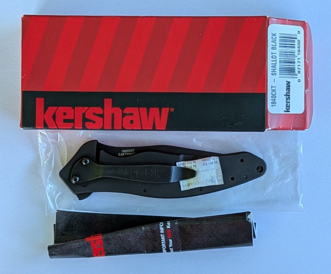 Kershaw 1840 CKT Shallot pocket knife Speedsafe Black plain edge NOS perfect