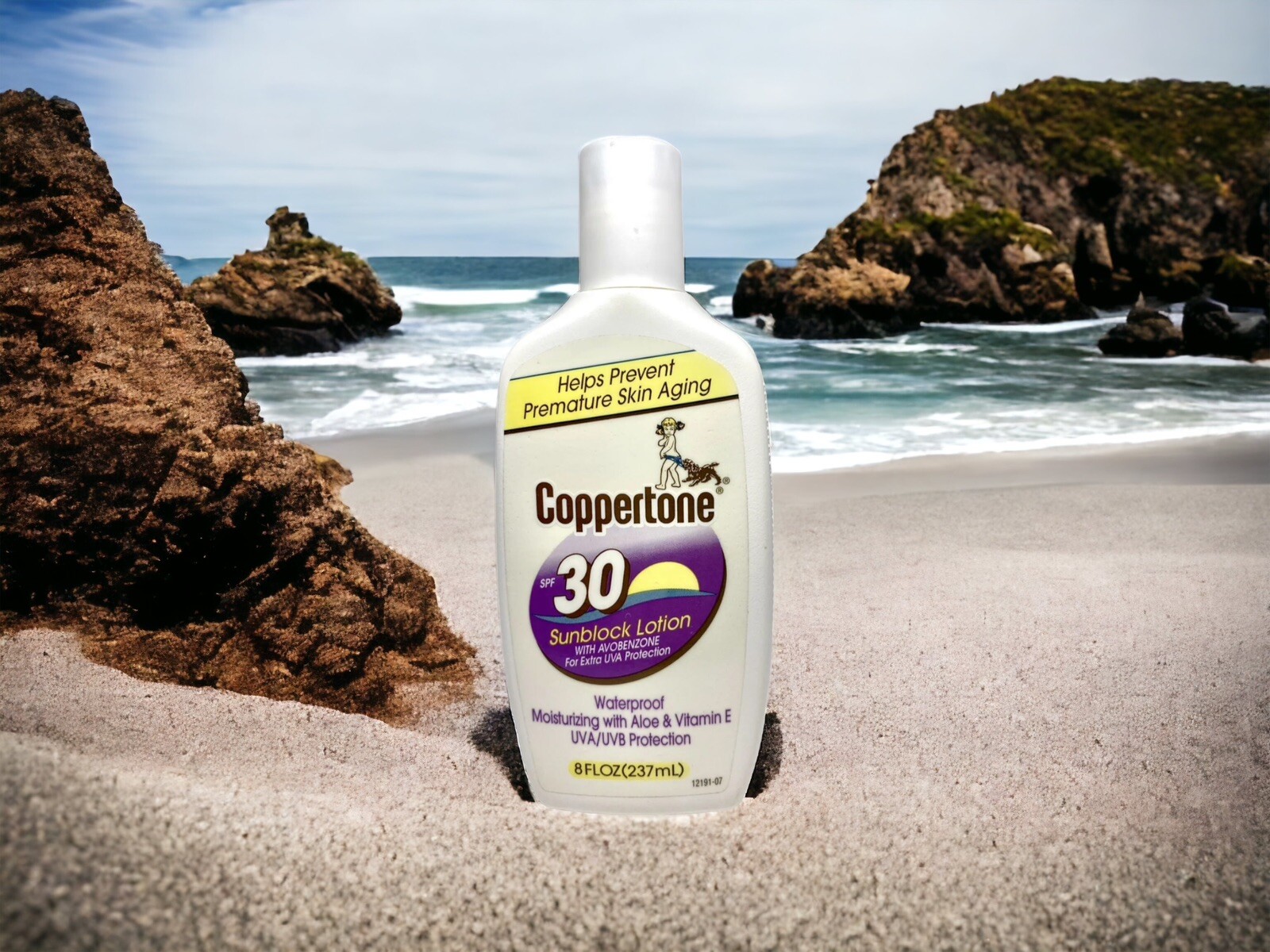 Vtg Coppertone SPF 30 Sunblock Lotion Waterproof w/Aloe Vitamin E (For Display)