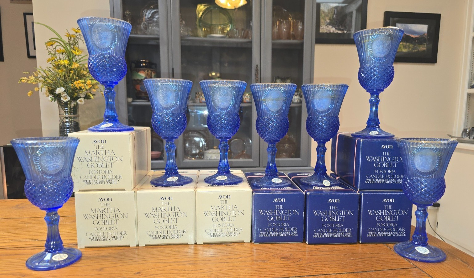 The Washington Goblet-George and Martha Washington Set-w/Candle in Box- Avon NOS