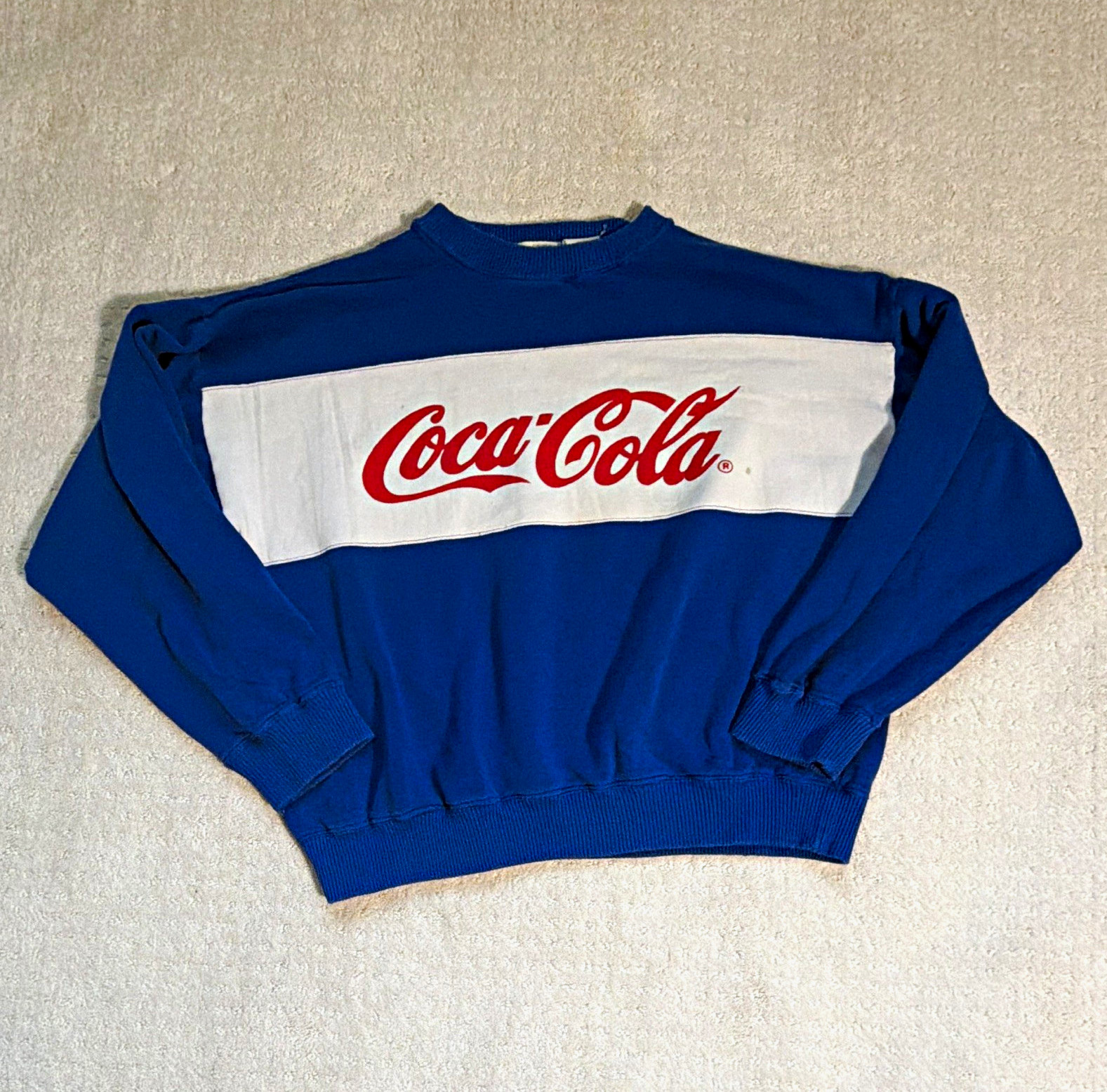 Vintage 70s 80s Coca-Cola Crewneck Sweatshirt Blue White Spell Out Logo Vintage 70s 80s Coca-Cola Crewneck Sweatshirt Blue White Spell Out Logo