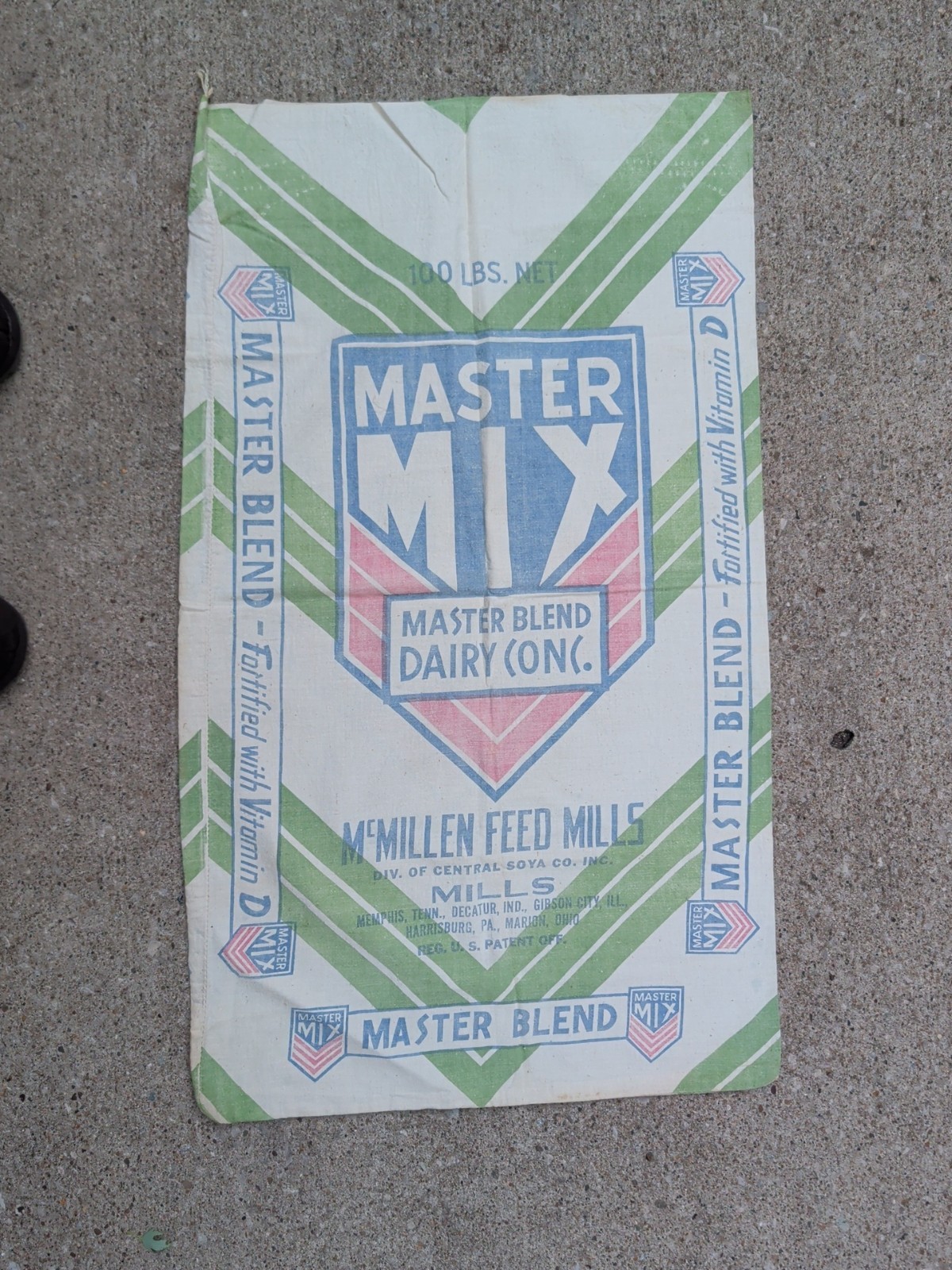 Vintage McMillen Feed Mills Master Mix Dairy Concentrate Linen Bag 
