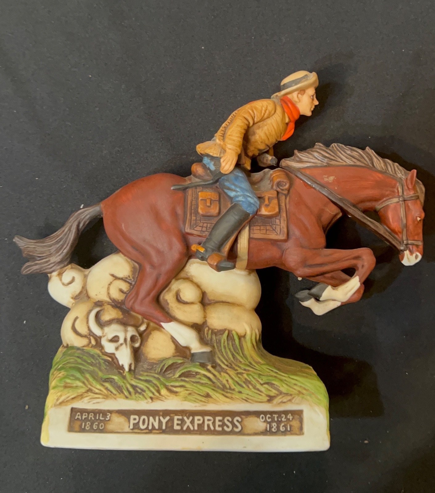 vintage McCormick pony express whiskey, decanter Americana porcelain Japan 1960 vintage McCormick pony express whiskey, decanter Americana porcelain Japan 1960