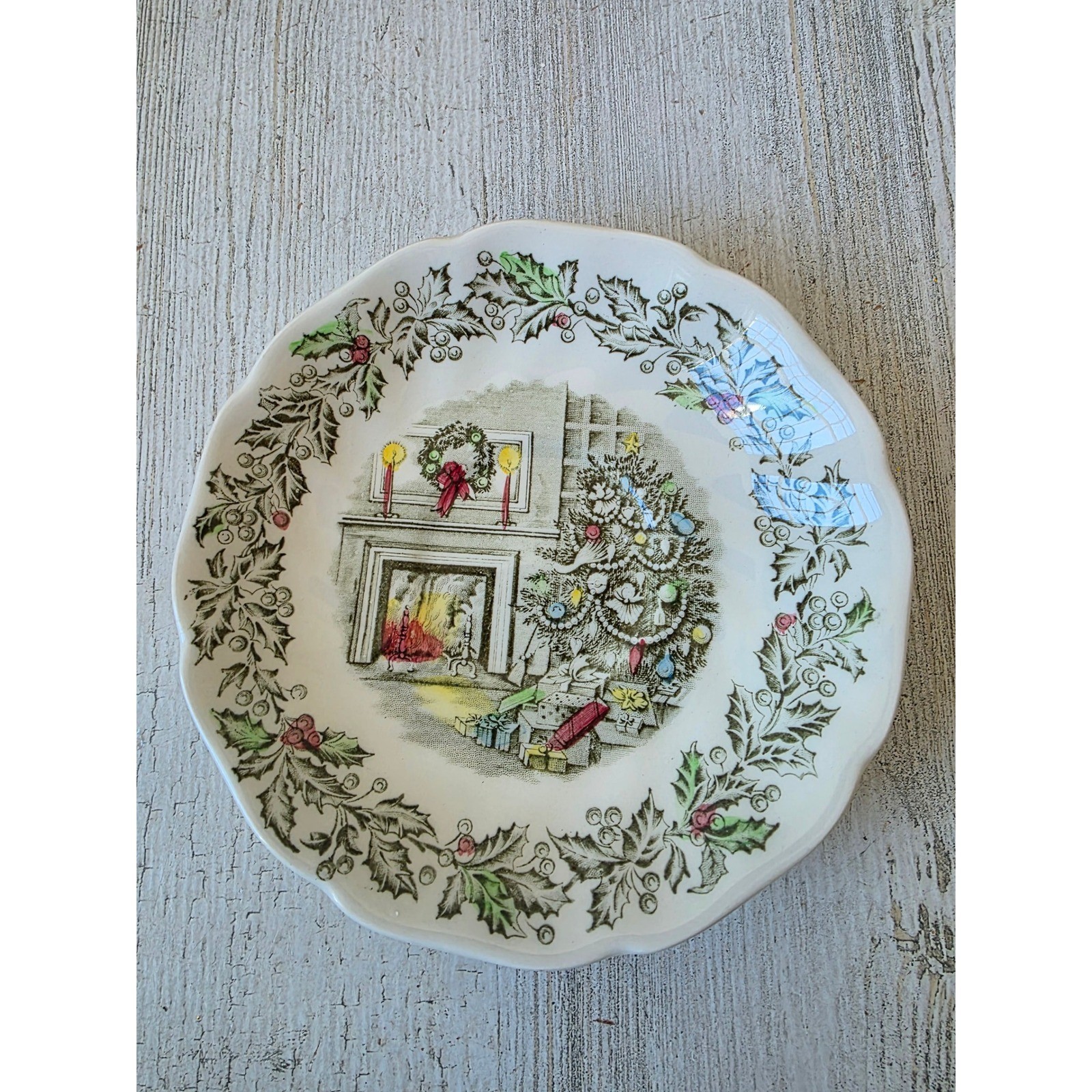 Vintage Johnson bros merry Xmas dessert 5.5\