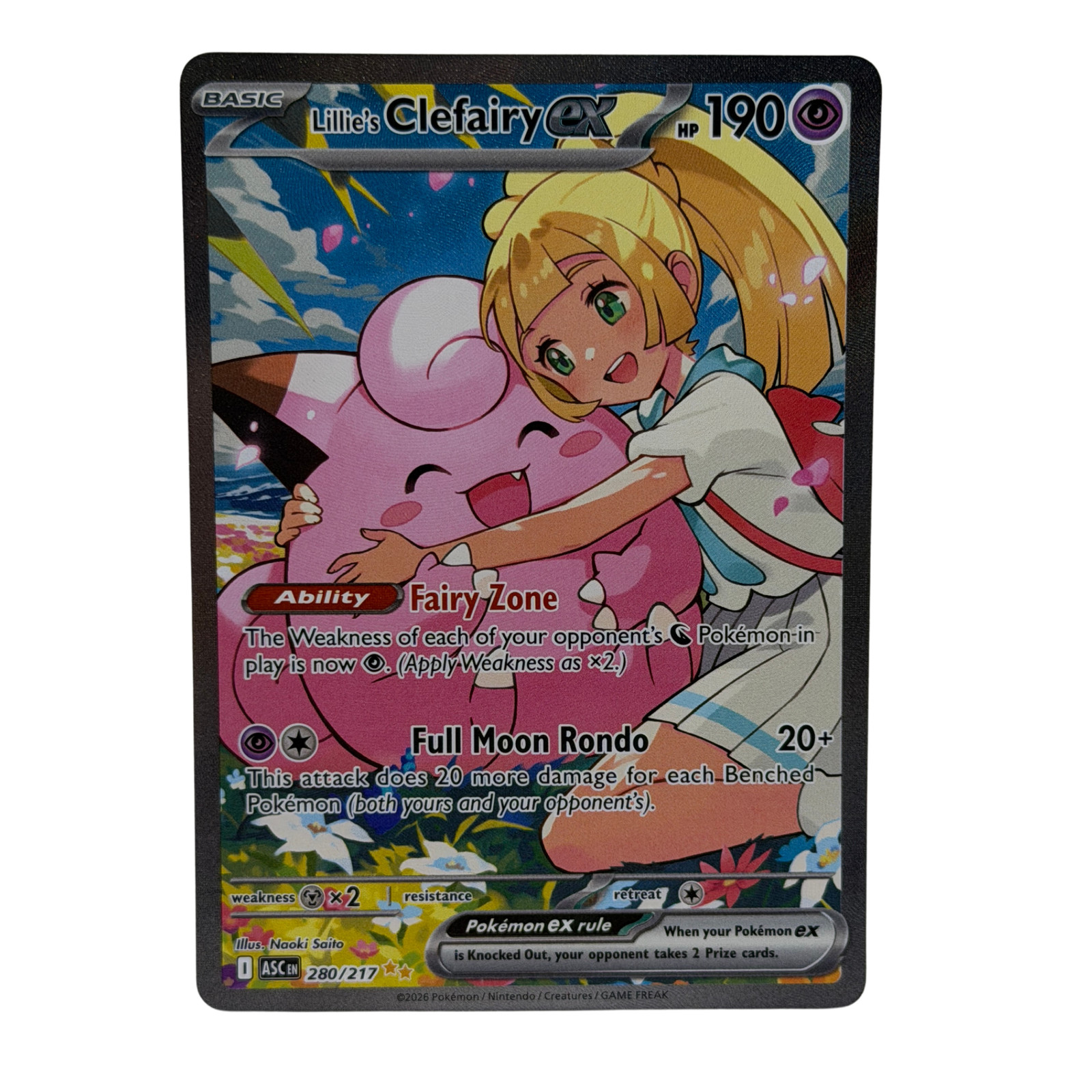 Pokémon TCG: Lillie\'s Clefairy ex 280/217 Holofoil Ascended Heroes NM