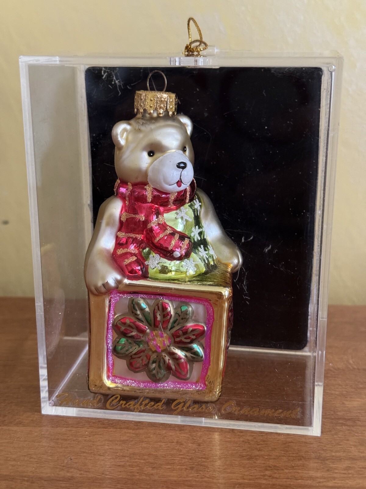 Vintage Baby\'s 1st Christmas Handblown glass ornament Teddy Bear undated