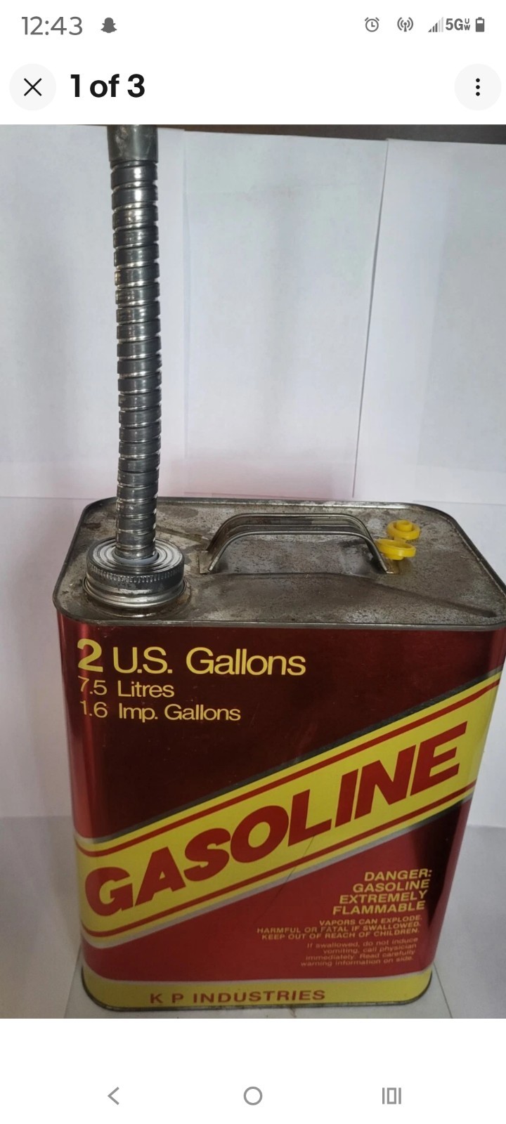vintage 2 gallon metal gas can , May Contain Some Surface Rust Due To Many Years