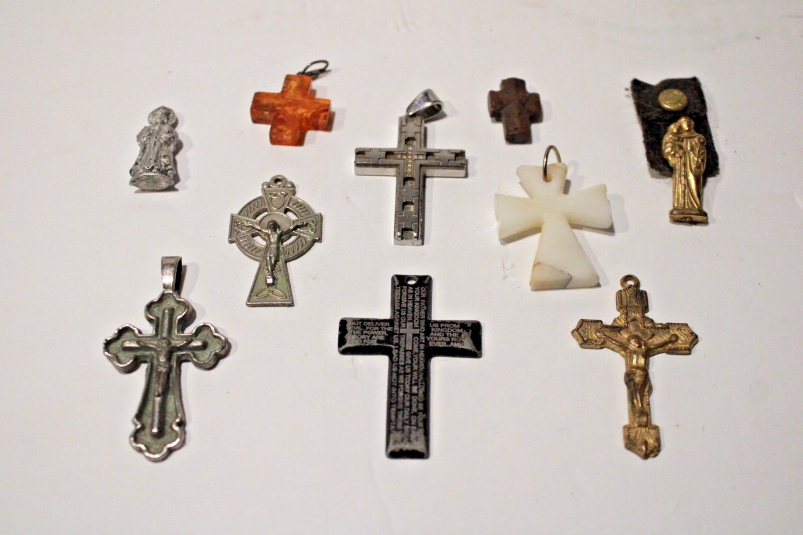 Lot of 10 Crosses and Religious Pendants