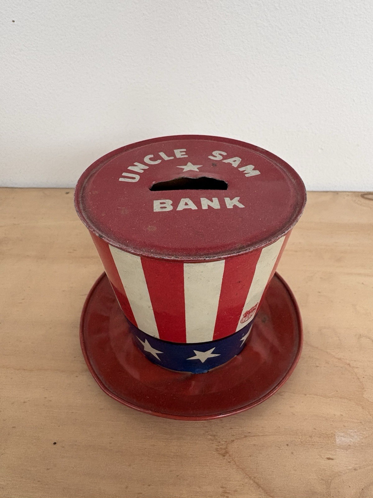 Vintage Uncle Sam Tin Top Hat Coin Bank