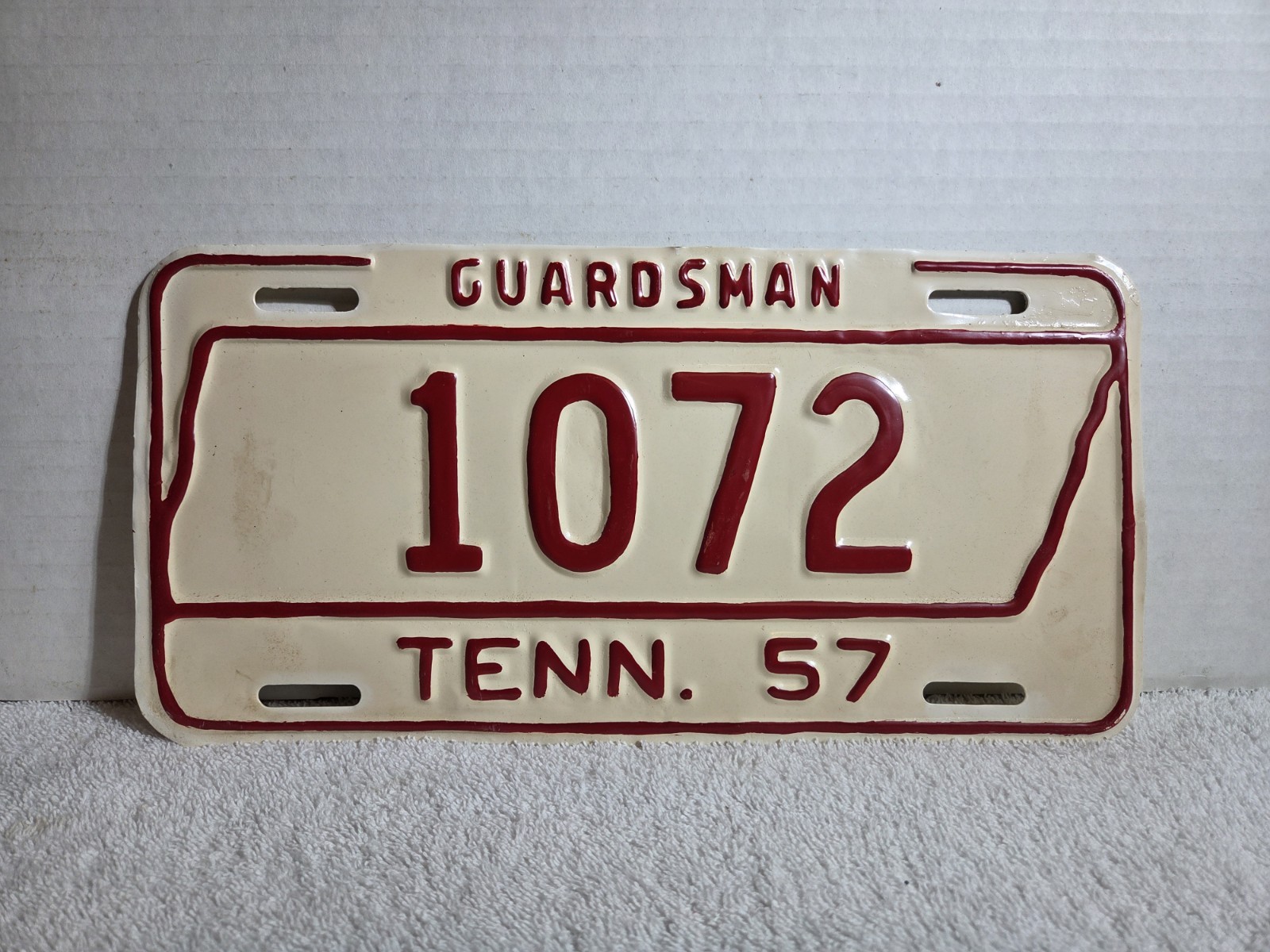 Vintage 1957 Tennessee Guardsman License Plate - REPAINTED 