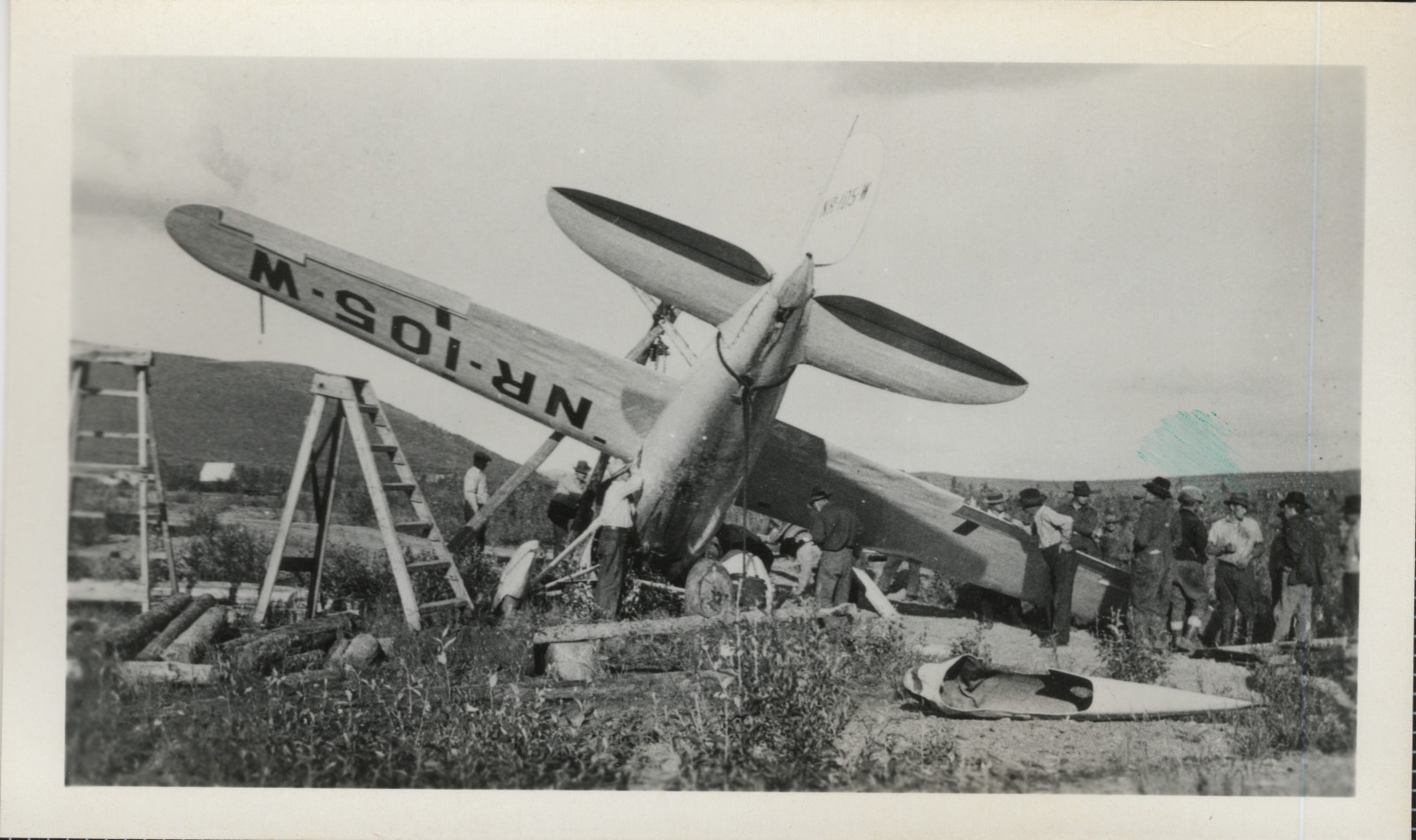 Wiley Post Winnie Mae Crash Photo Flat Alaska 1933 Vintage 2.75x4.75