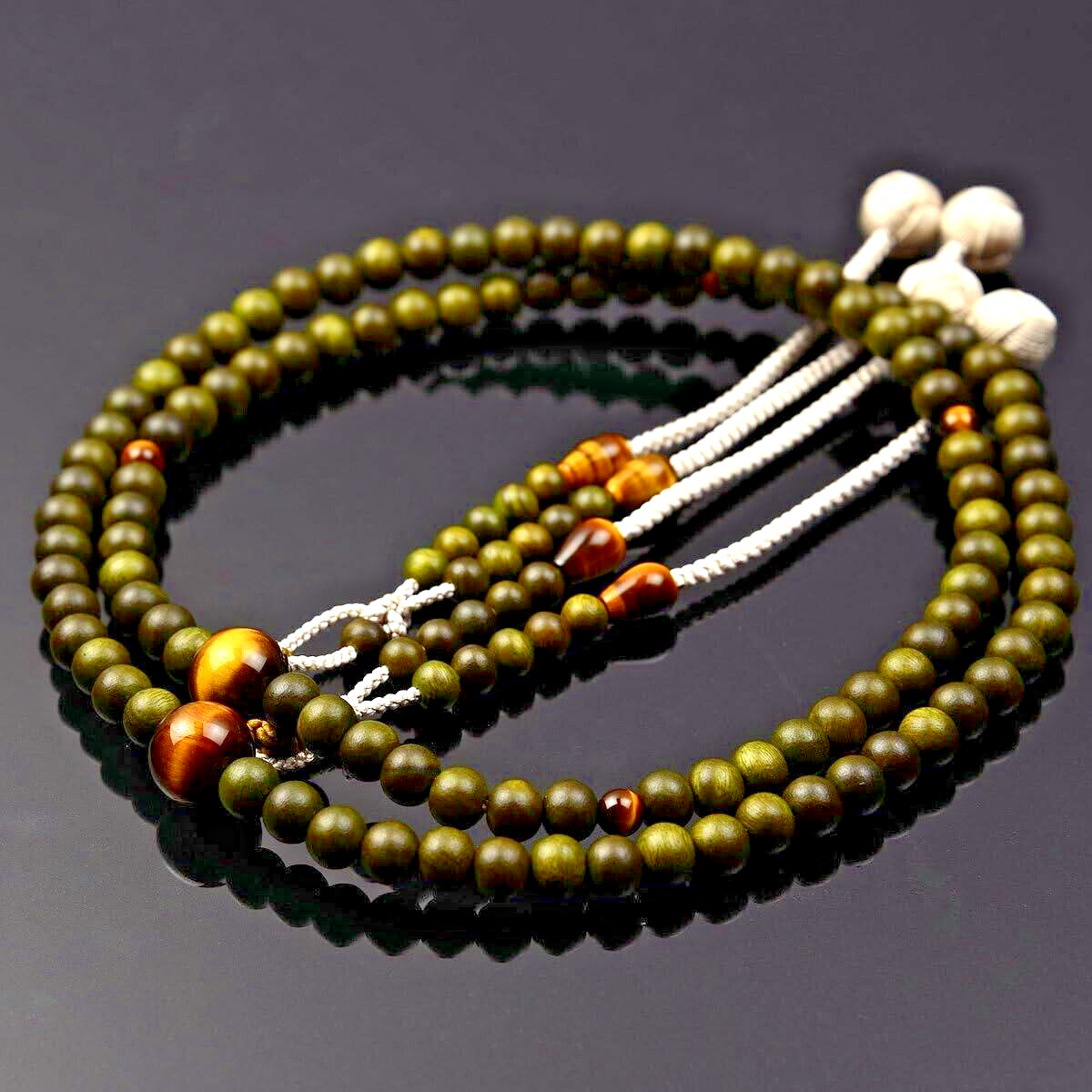 Kyoto Nichiren Buddhist Beads Mala Japanese Juzu Ryokudan Green Palo santo Japan
