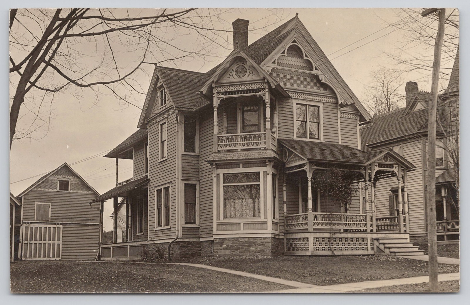 RPPC Ornate Victorian Eastlake House Sidney NY Area c1910 Real Photo