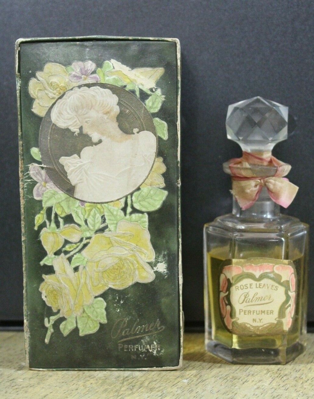 Extremely Rare Antique Palmer Perfume Perfumer Bottle Full Label Original Box