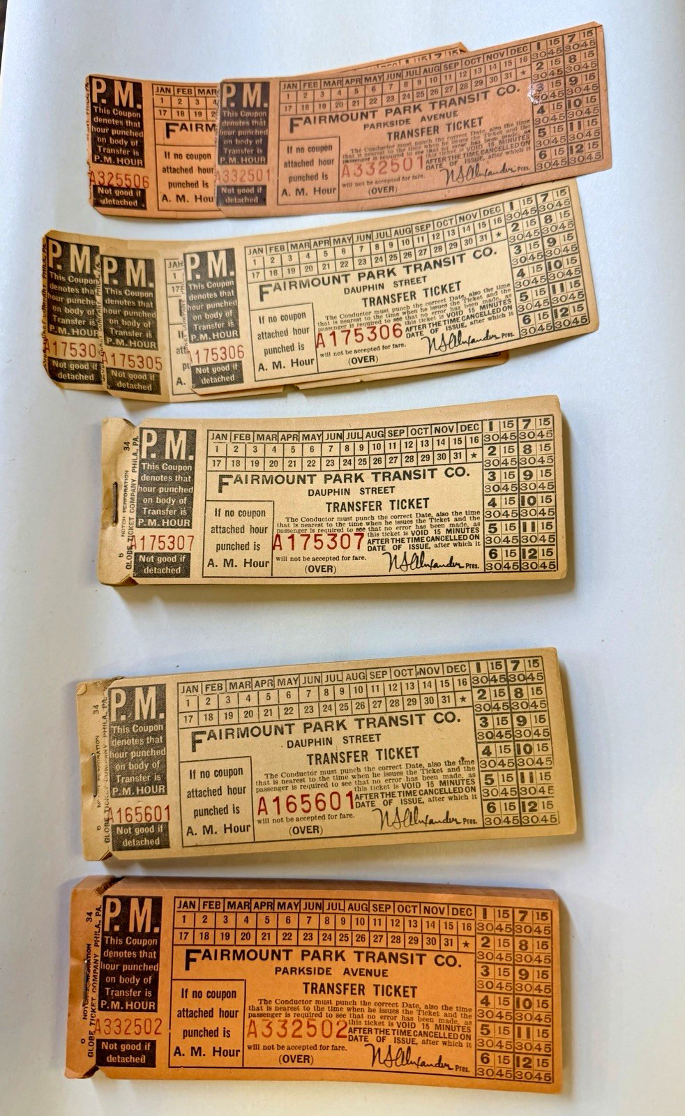 • Vintage Fairmount Park Transit Co Trolley Ticket Pad Bulk Lot Philadelphia NOS