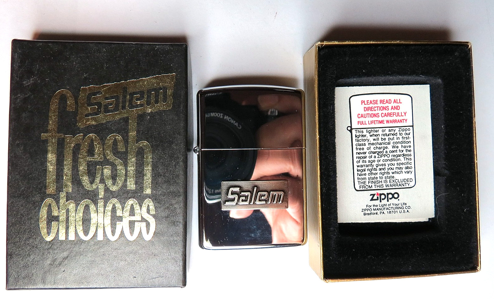 VINTAGE 1996 SALEM ZIPPO L  XII BRADFORD LIGHTER IN BOX
