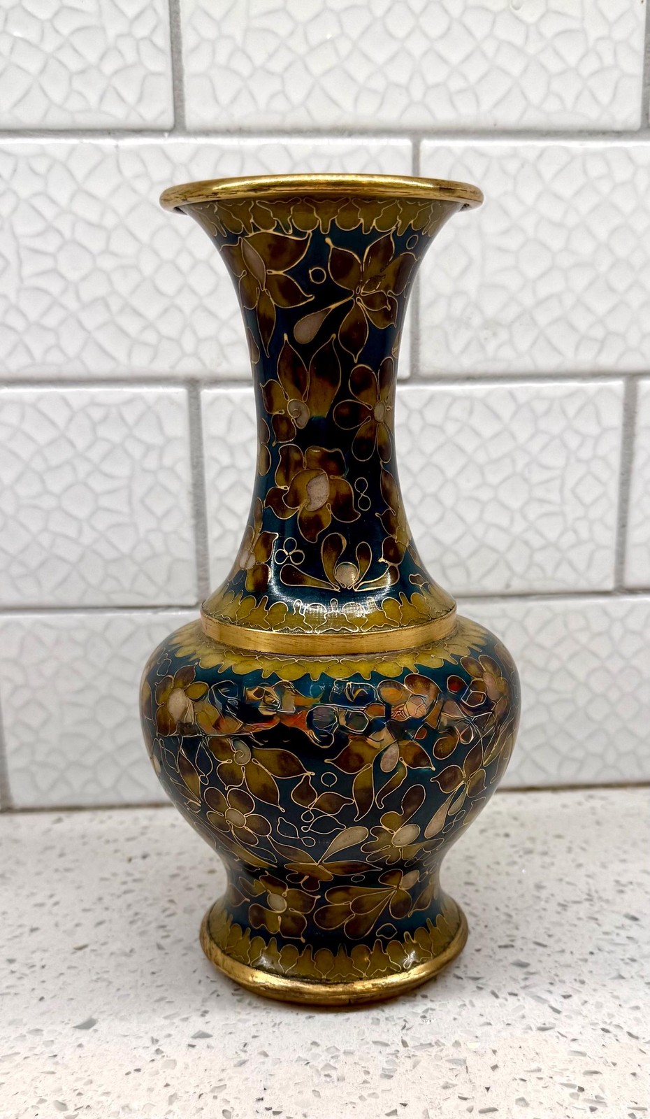 Lovely Vintage Robert Kuo Chinese Brass Cloisonné 8