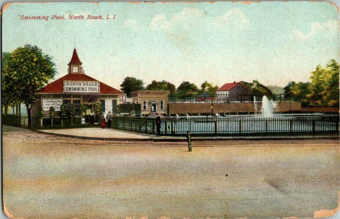 1908. NORTH BEACH, L.I. NY SWIMMING POOL. POSTCARD DD4