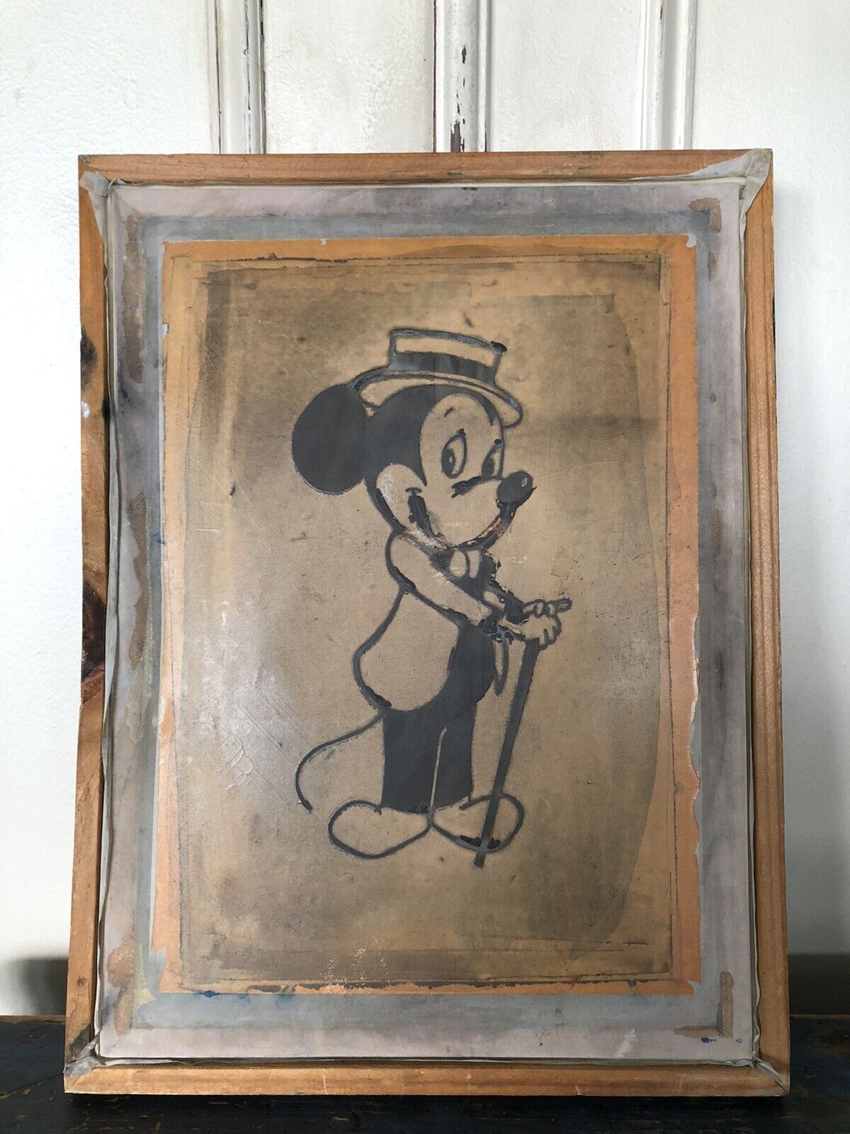Old Vintage T-Shirt Print Silk Screen Stencil Frame - Disney Mickey Mouse