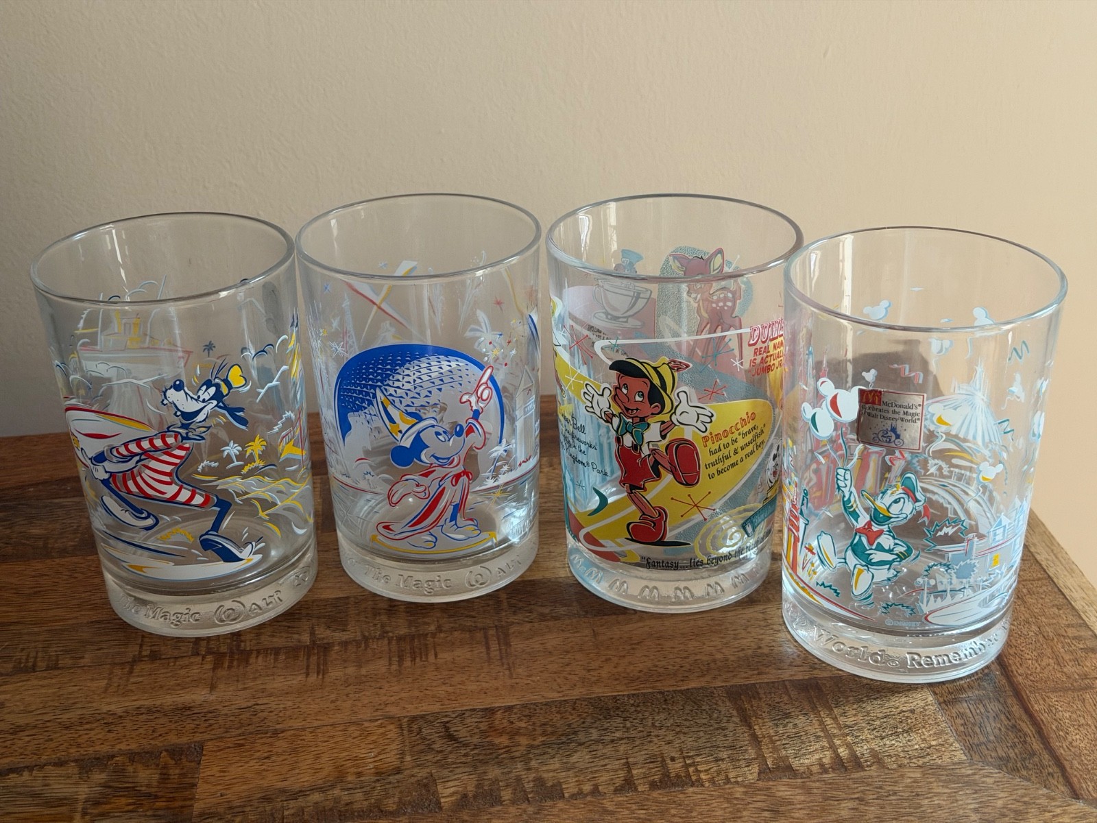 Vintage 1996 Disney McDonalds 25th Anniversary Glasses Remember The Magic Set 4