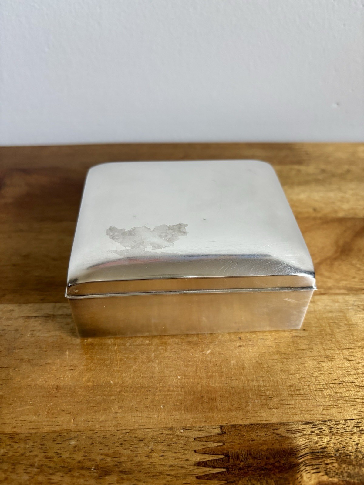 VTG Poole Silver Co Silverplate Cigarette Box Brushed Finish Small 4x4x2.5in