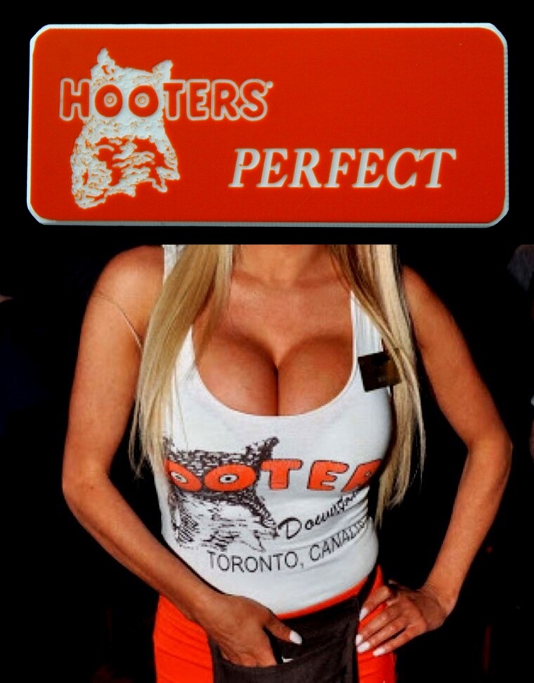 Hooters Uniform Perfect Name Tag Pin Back Dress Up Role Play Halloween Costume Hooters Uniform Perfect Name Tag Pin Back Dress Up Role Play Halloween Costume