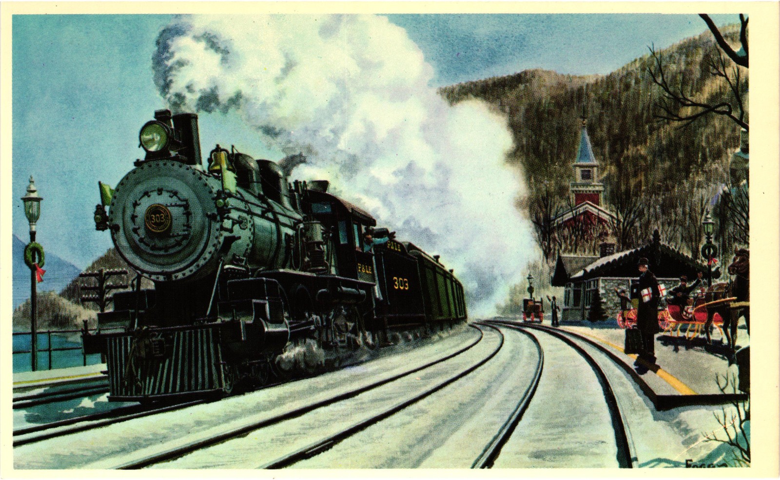 New York Central P&LE Christmas Mail 1907 Stoops Ferry PA Howard Fogg Postcard