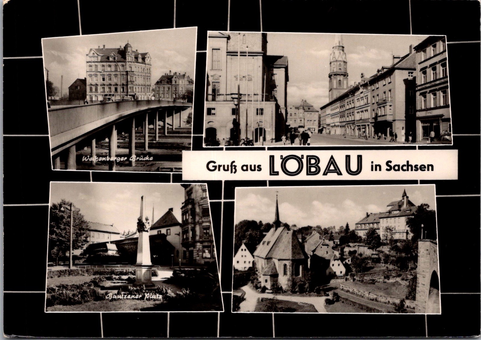 Views Löbau Sachsen Featuring Weinhübel Bridge Stamp Real Photo RPPC Postcard