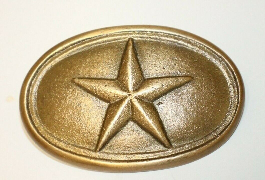 Antique Style Civil War Texas Star Belt Buckle Military Solid Brass Oval
