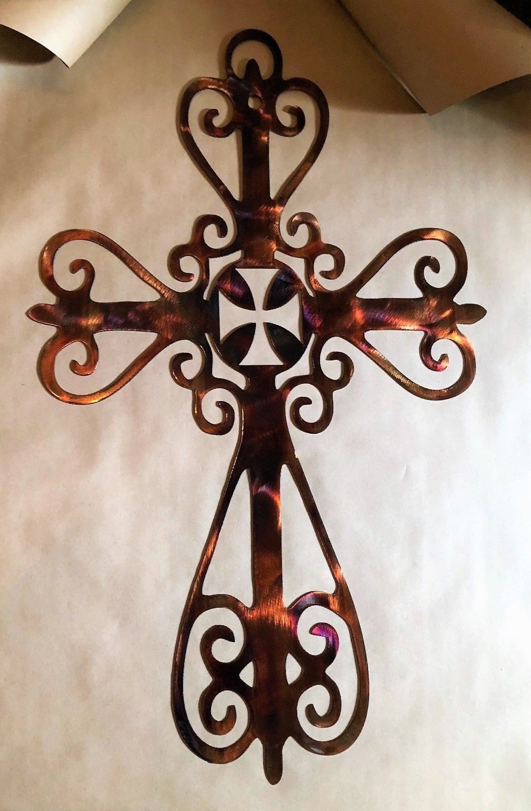 Ornamental Cross - Metal Wall Art - Copper 36\