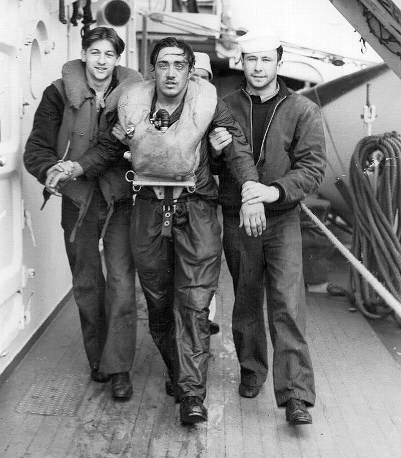 WWII Photo Captured German Submarine Crewman USCG  WW2 B&W World War Two / 2221