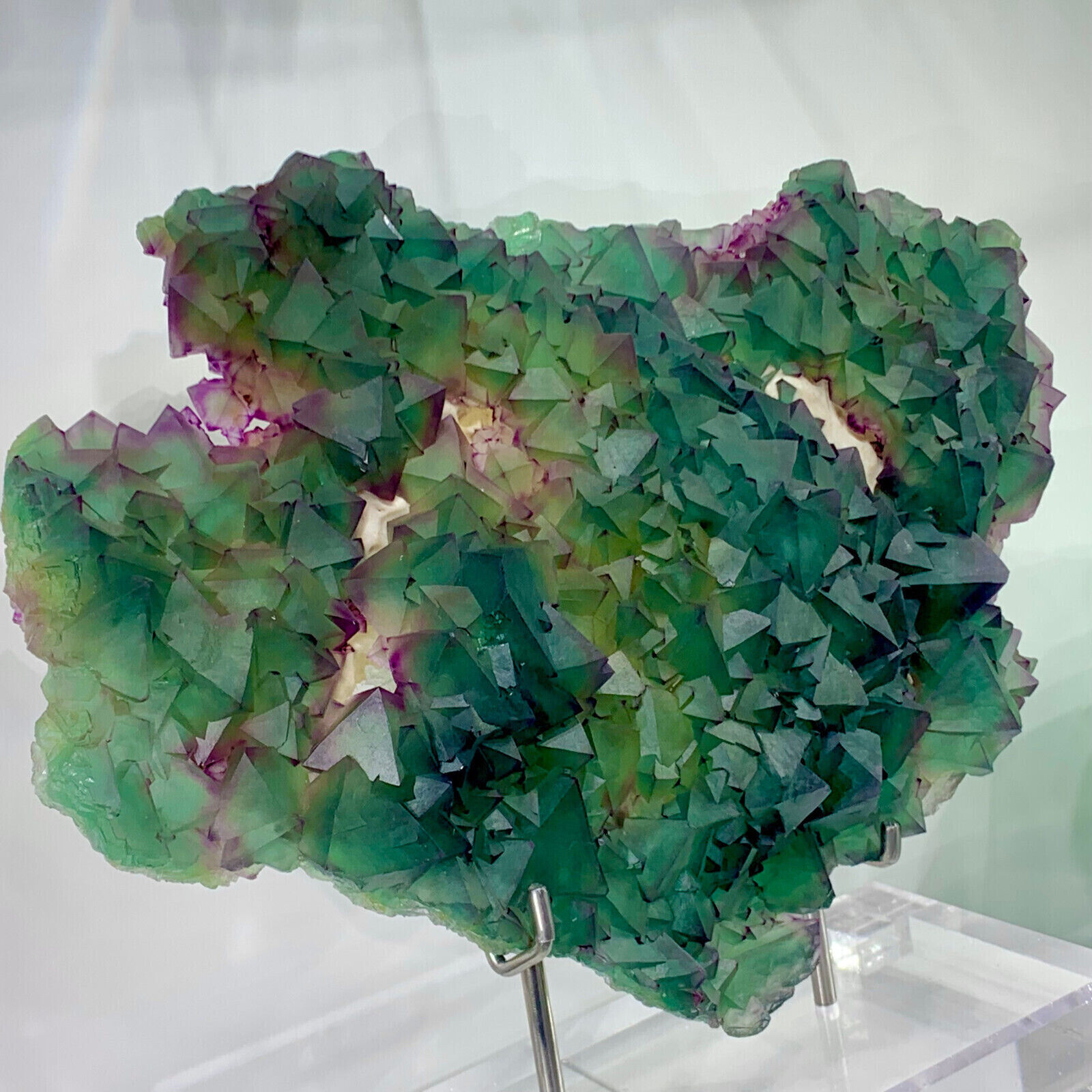 12.46LB Rare transparent green purplecubic fluorite mineral crystal sample/China