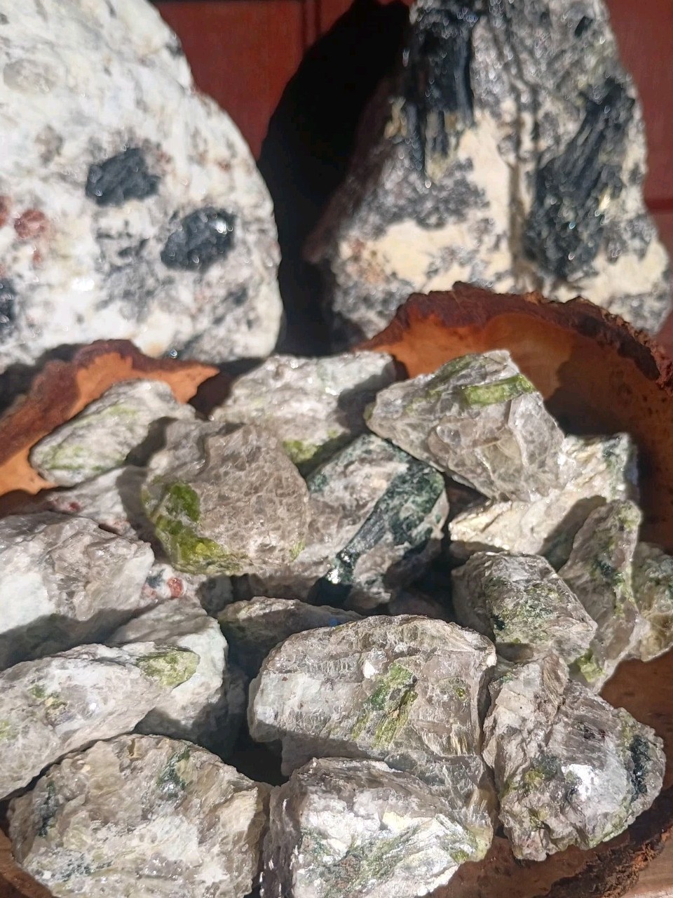 Black & Green Tourmaline Mineral Collection, Georgetown Maine 15lbs + New Mine