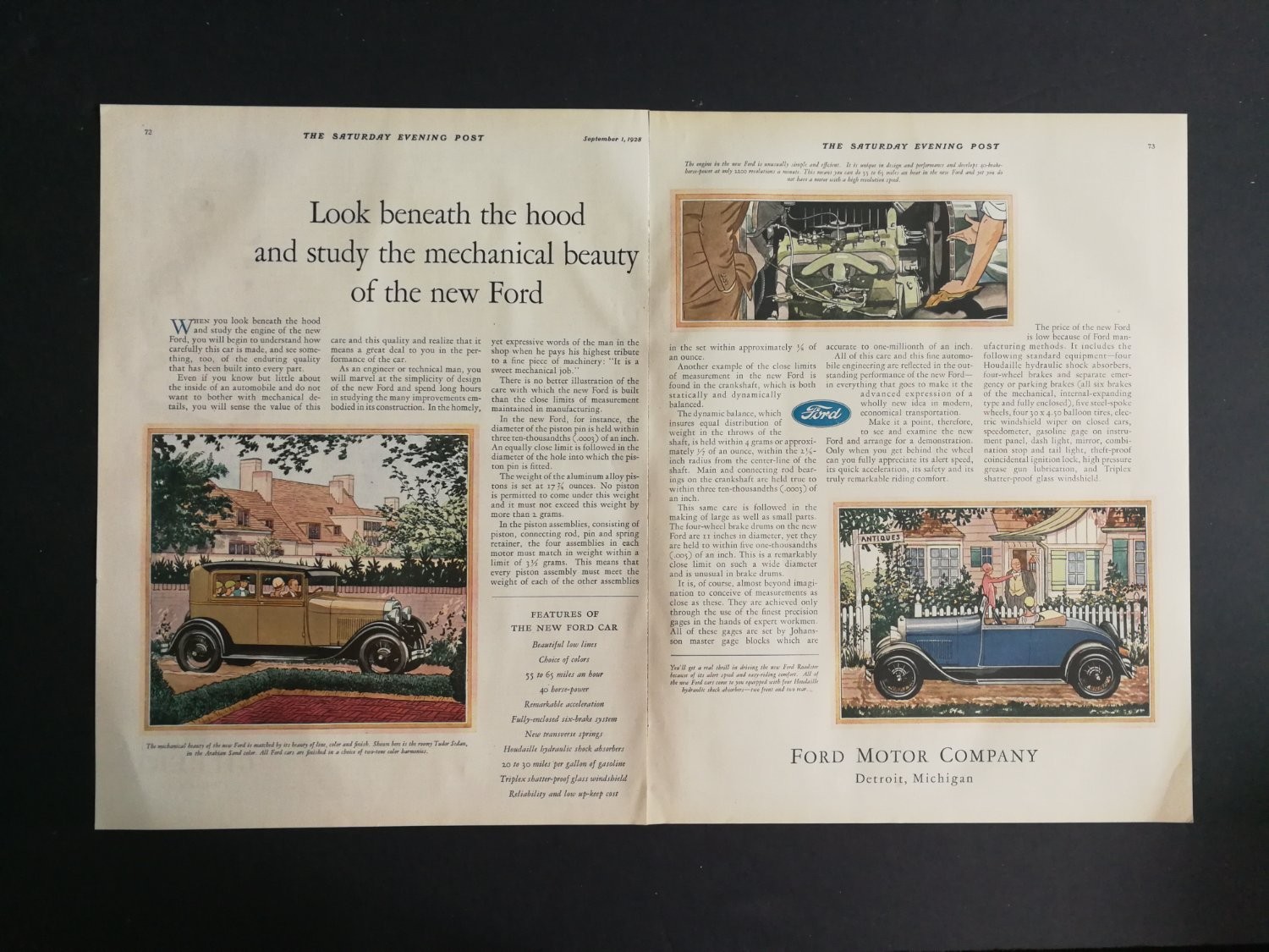 Ford Model a 1928 Two-page Print Advertisement