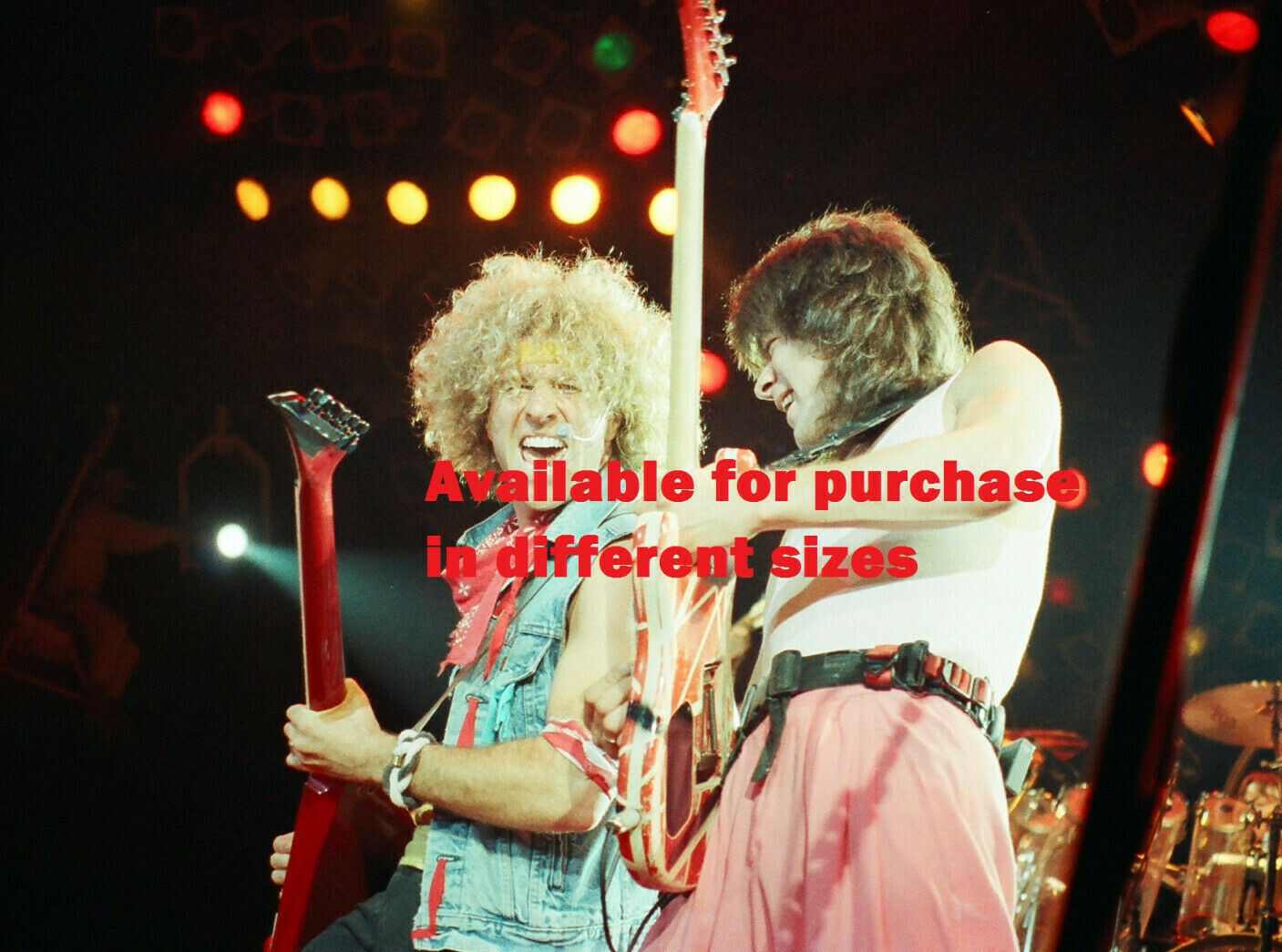 1986 Van Halen SAMMY HAGAR & EDDIE VAN HALEN Live Concert 8x10 photo Portland ME