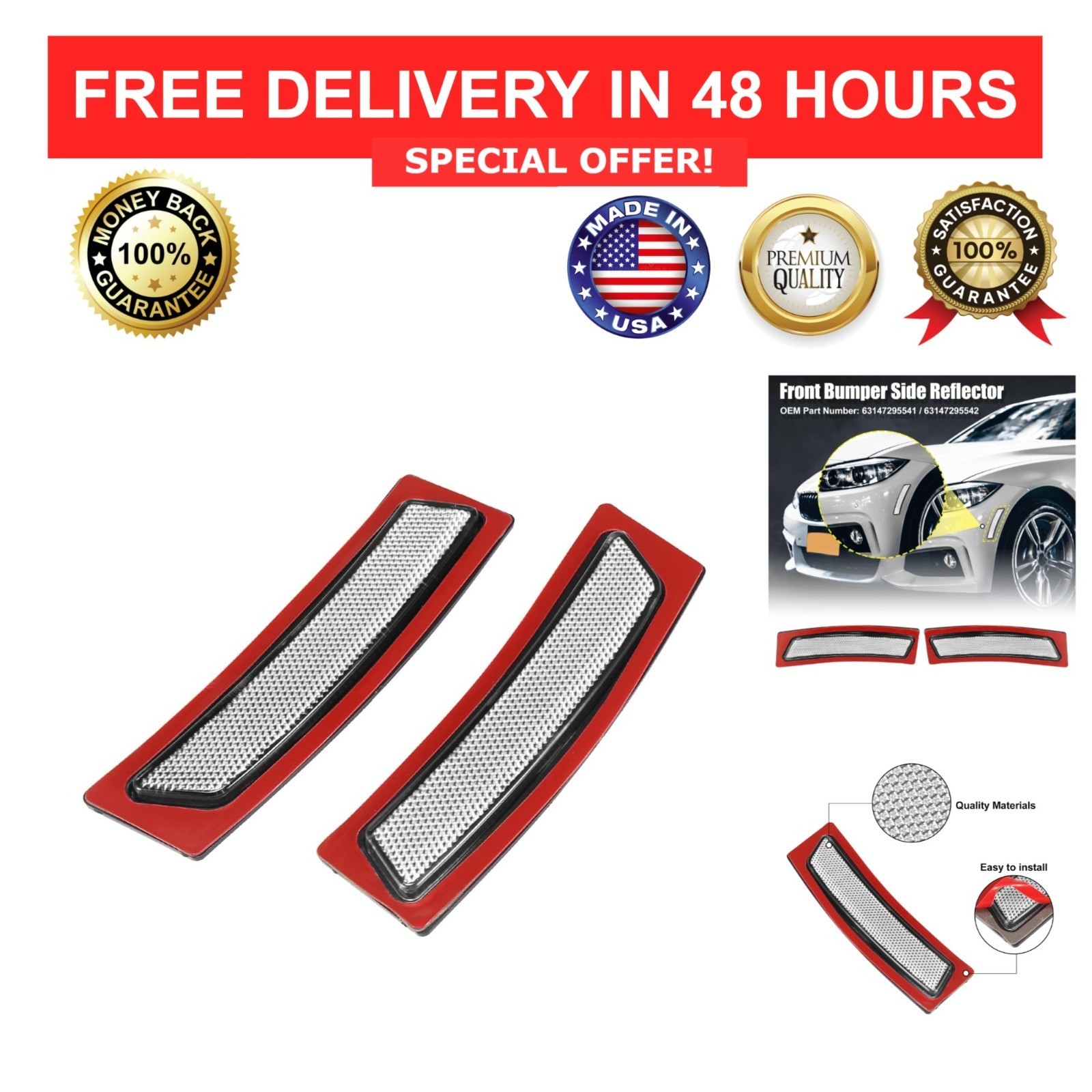 X AUTOHAUX Front Bumper Reflector Side Marker Pair for BMW F30 F31 LCI 320i