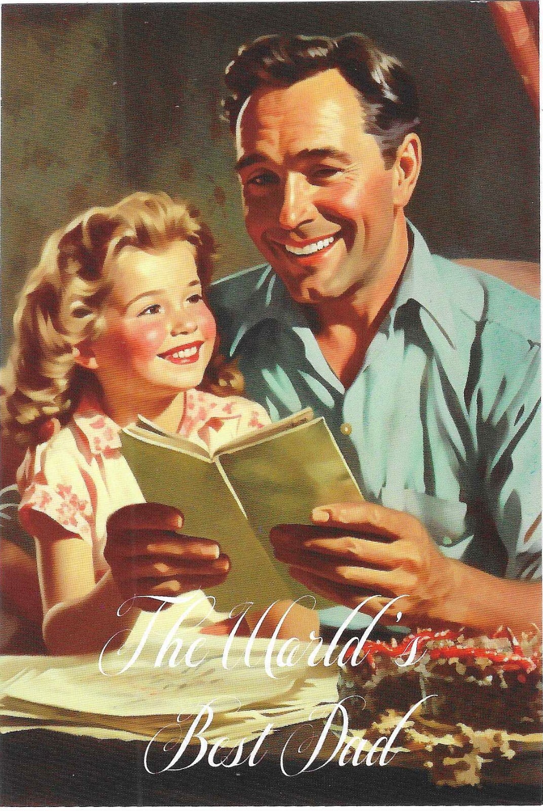 Vintage Father\'s Day Postcard RETRO Antique NEW REPRINT World\'s Best Dad Girl