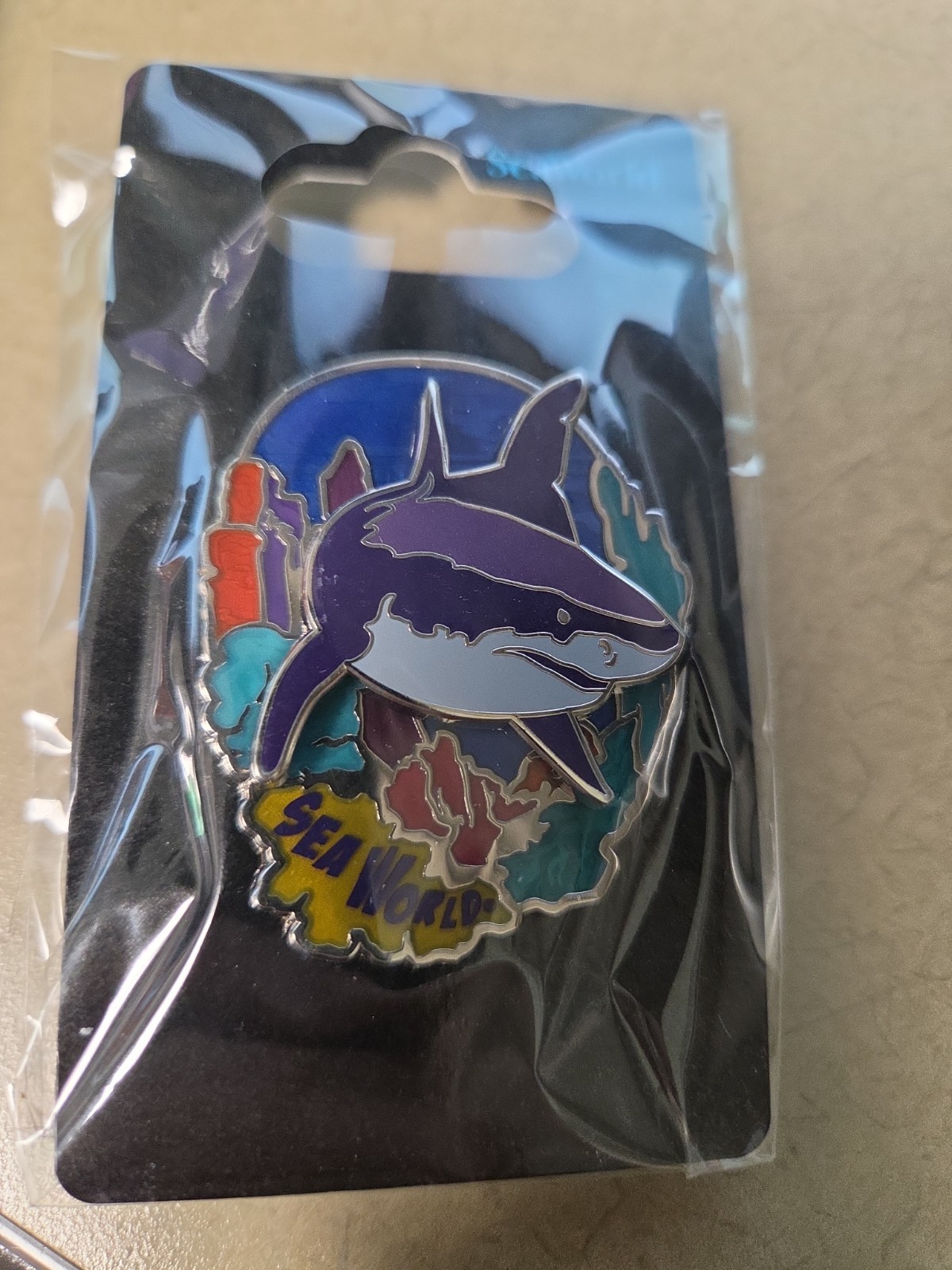 SeaWorld Purple Shark Coral Reef Enamel Pin Official SEA WORLD Trading Pin
