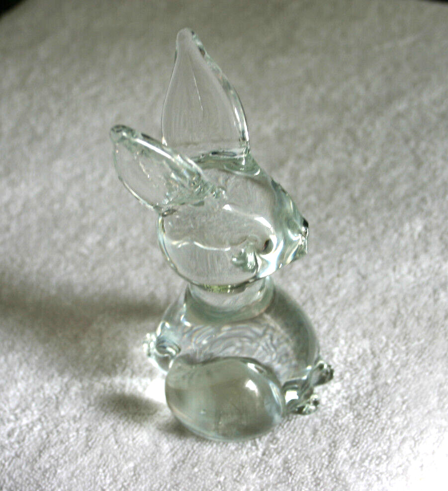 Art Heavy Glass Rabbit Bunny Figurine Paperweight 6” Tall