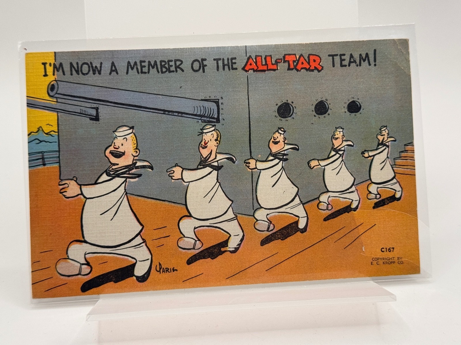 WWII E.C. Kropp Navy Comic Postcard C167 All-Star Team Sailor Military Humor