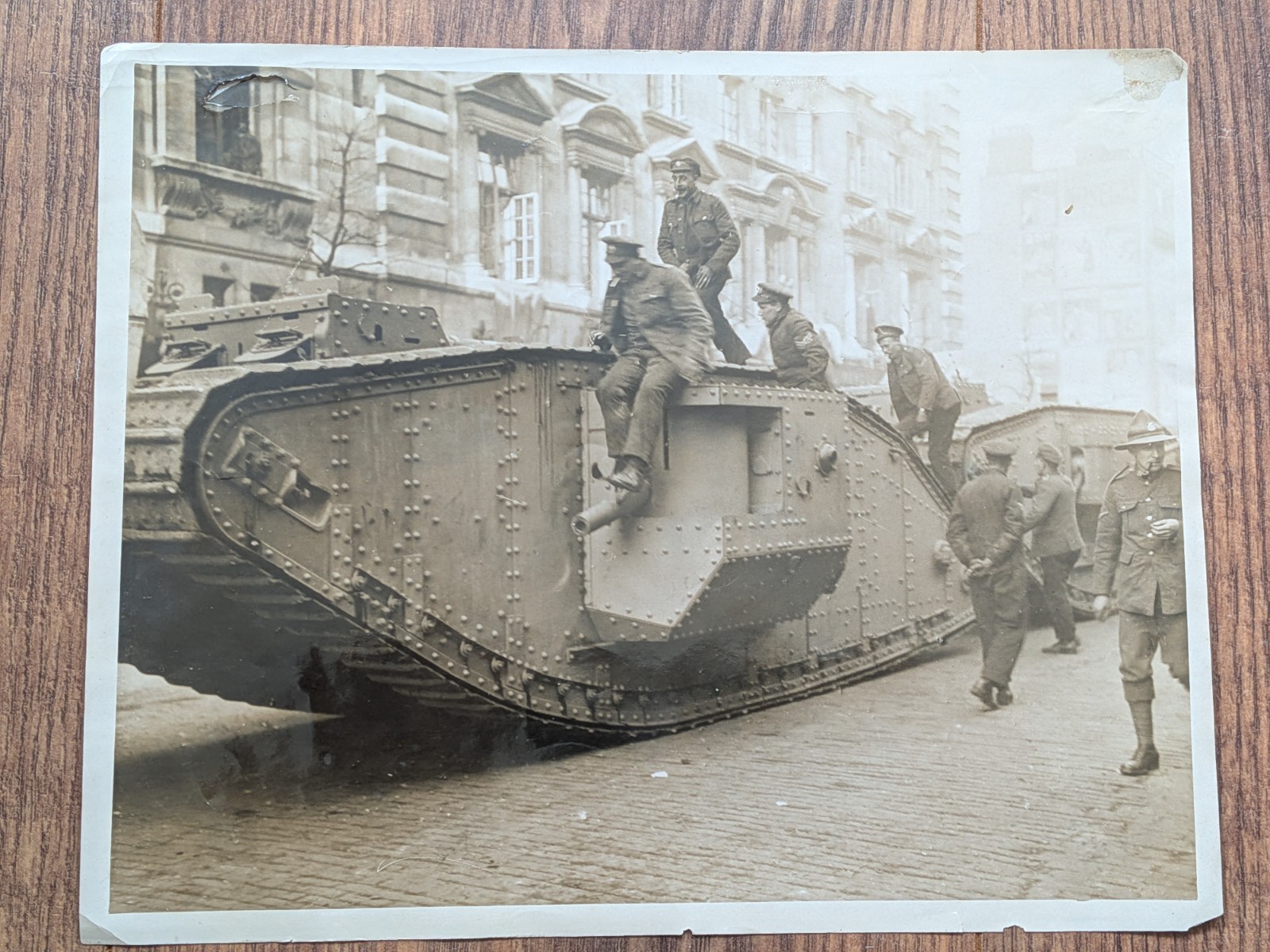 WWI Original Photo 1918 Lord Mayors Show London British Mark V  Tank NZ Soldier