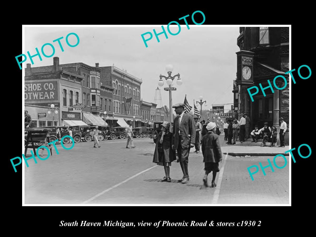 South Haven Michigan Phoenix Road & Stores c1930 3 Old Large Historic Photo