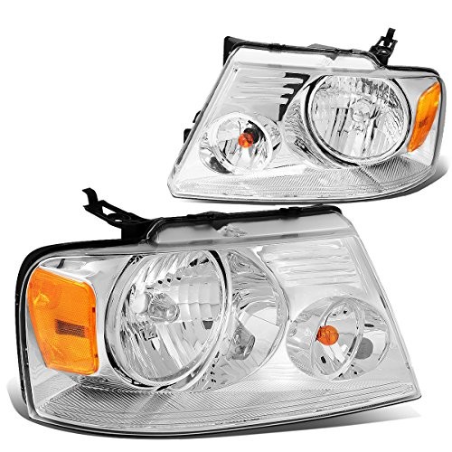 HL-OH-F1504-CH-AM Chrome Amber Headlights Replacement for 04-08 F150/06-08 Mark