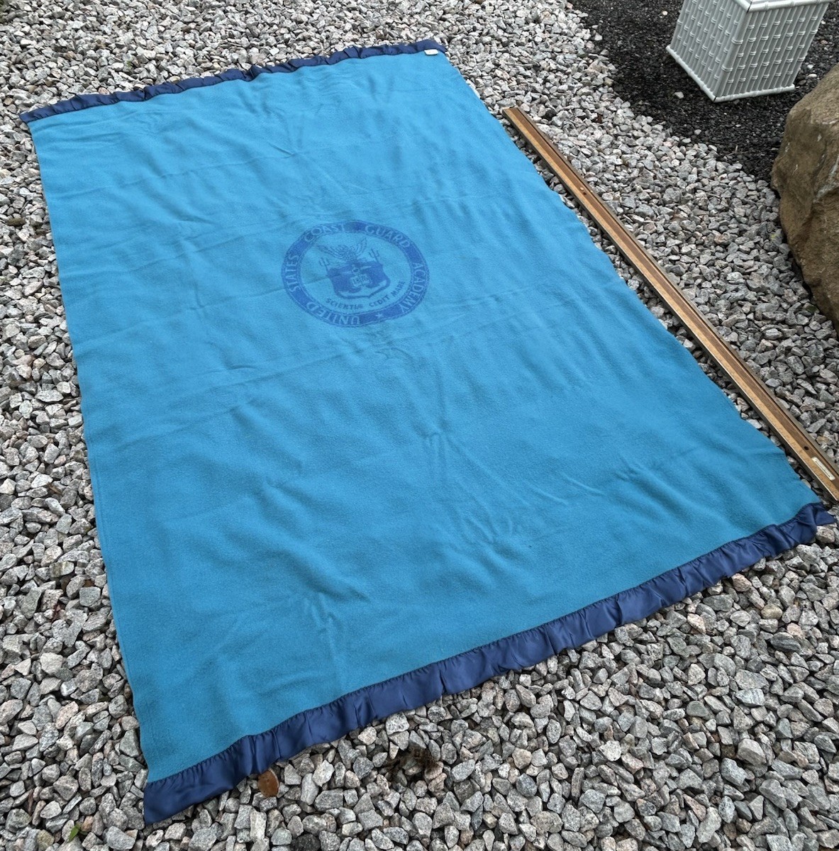 Faribault Woolen Mill Vintage US Coast Guard Academy Militaria 95” Wool Blanket