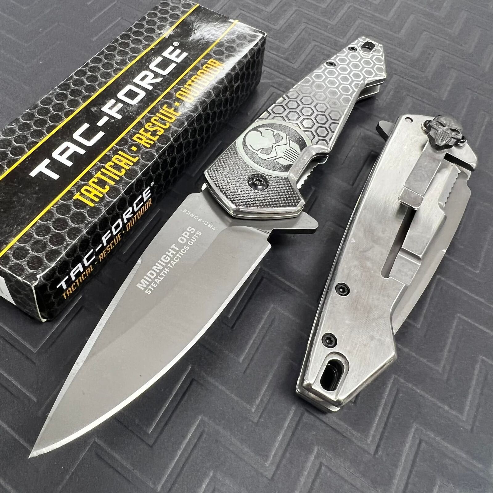 Tac Force Spring Assisted 3CR13 STEEL BLADE STAINLESS STEEL HANDLE 7.75\